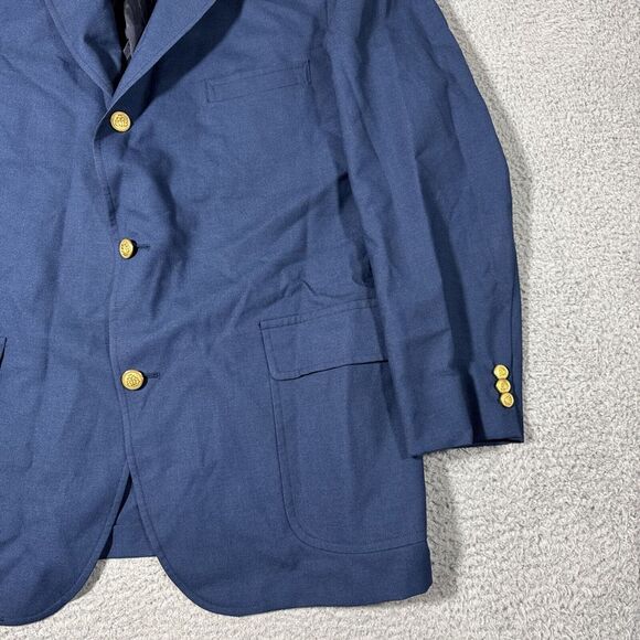 VTG Brooks Brothers Men 44 MLG Pocket Navy Blazer Ivy Style USA Gold Button Wool - Picture 2 of 16